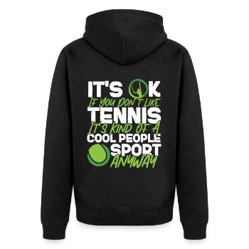 Funny Tennis Player Racket It's Ok - Unisex Premium Bio Zip Hoodie - Schwarz - Hinten - Nico (187cm)