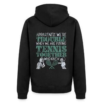 Drôle de joueur de tennis raquette amis - Veste à capuche bio Premium Unisexe - noir - Dos - Nico (187cm)