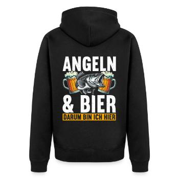 Fishing and Beer Fun Fishing Hobby - Unisex Premium Organic Zip Hoodie - black - Back - Nico (187cm)