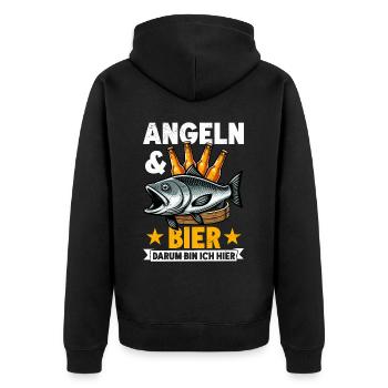 Fishing and Beer Fun Fishing Hobby - Unisex Premium Organic Zip Hoodie - black - Back - Nico (187cm)