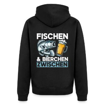 Fishing and Beer Fun Fishing Hobby - Unisex Premium Organic Zip Hoodie - black - Back - Nico (187cm)