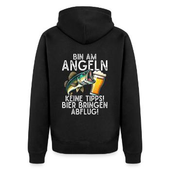 Fishing and Beer Fun Fishing Hobby - Unisex Premium Organic Zip Hoodie - black - Back - Nico (187cm)