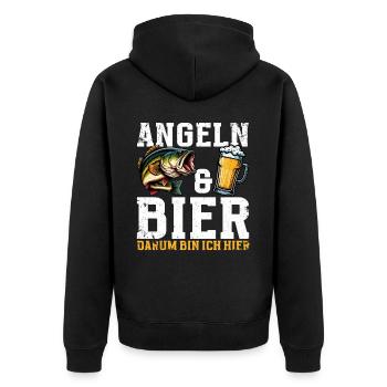 Fishing and Beer Fun Fishing Hobby - Unisex Premium Organic Zip Hoodie - black - Back - Nico (187cm)