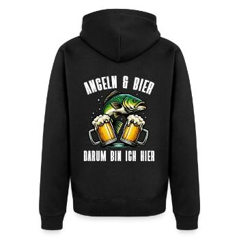 Fishing and Beer Fun Fishing Hobby - Unisex Premium Organic Zip Hoodie - black - Back - Nico (187cm)