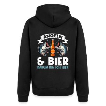 Fishing and Beer Fun Fishing Hobby - Unisex Premium Organic Zip Hoodie - black - Back - Nico (187cm)