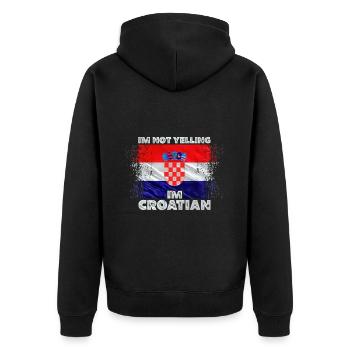 Kroatien - Unisex Premium Bio Zip Hoodie - Schwarz - Hinten - Nico (187cm)