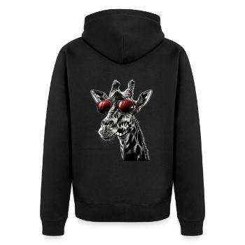 Giraffen Motiv Tier Tierliebhaber Wildlife Safari - Unisex Premium Bio Zip Hoodie - Schwarz - Hinten - Nico (187cm)