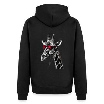 Giraffen Motiv Tier Tierliebhaber Kopfhörer Kunst - Unisex Premium Bio Zip Hoodie - Schwarz - Hinten - Nico (187cm)