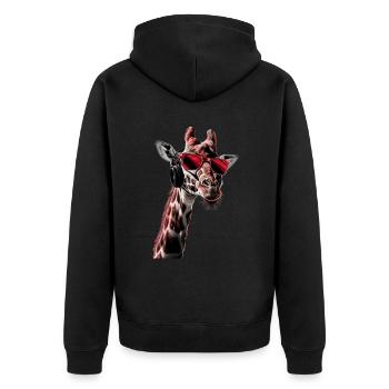 Giraffen Motiv Tier Tierliebhaber Kopfhörer Kunst - Unisex Premium Bio Zip Hoodie - Schwarz - Hinten - Nico (187cm)