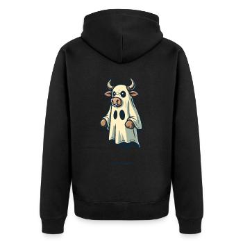 Drôle de vache fantôme bull feuille Halloween idée - Veste à capuche bio Premium Unisexe - noir - Dos - Nico (187cm)
