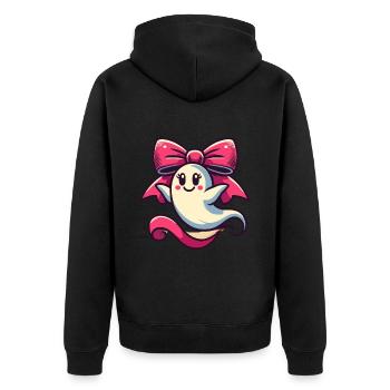 Cute Halloween Ghost Geiser Daughter - Unisex Premium Organic Zip Hoodie - black - Back - Nico (187cm)
