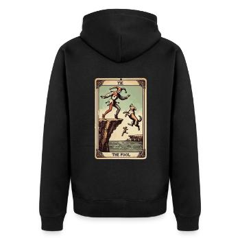 Tarot Card Design The Fool Halloween Vintage - Unisex Premium Organic Zip Hoodie - black - Back - Nico (187cm)
