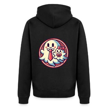 Papa Gespenst Vater Mit Kind Lustiges Halloween - Unisex Premium Bio Zip Hoodie - Schwarz - Hinten - Nico (187cm)
