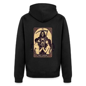 Tarot card design The lovers Halloween - Unisex Premium Organic Zip Hoodie - black - Back - Nico (187cm)