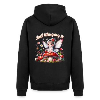 Fee Fairy Fairycore - Unisex Premium Bio Zip Hoodie - Schwarz - Hinten - Nico (187cm)