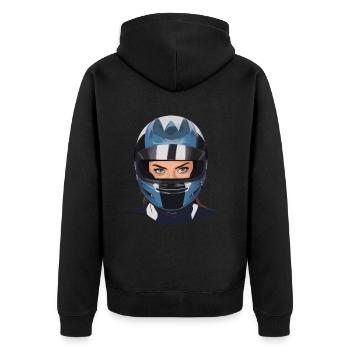 Motorradfahrerin Motorrad Frau - Unisex Premium Bio Zip Hoodie - Schwarz - Hinten - Nico (187cm)