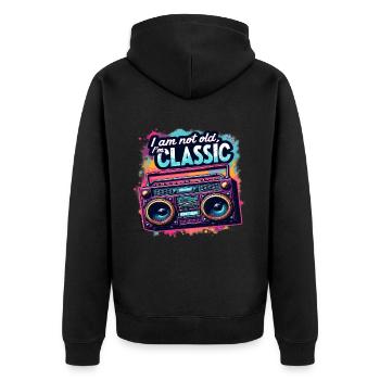 Ain't No School Like the Old School für 80s Fans - Unisex Premium Bio Zip Hoodie - Schwarz - Hinten - Nico (187cm)