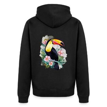 Tukan Vogel Zoo Tier Wildtiere Tropische Vögel - Unisex Premium Bio Zip Hoodie - Schwarz - Hinten - Nico (187cm)