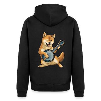 Shiba Inu Chien Joueur de Banjo Bluegrass - Veste à capuche bio Premium Unisexe - noir - Dos - Nico (187cm)