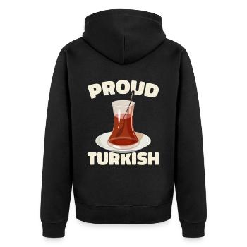 Thé turc Chai Türk Çayi Amoureux de la dinde - Veste à capuche bio Premium Unisexe - noir - Dos - Nico (187cm)