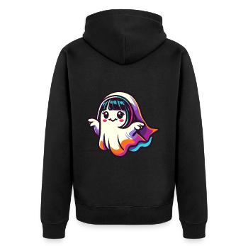Goth Girl Ghost Cute Halloween Ghost - Unisex Premium Organic Zip Hoodie - black - Back - Nico (187cm)