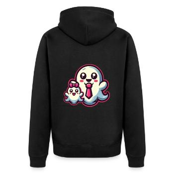 dad ghost father with child funny halloween - Unisex Premium Organic Zip Hoodie - black - Back - Nico (187cm)