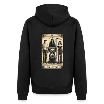 Tarot card design The lovers Halloween - Unisex Premium Organic Zip Hoodie - black - Back - Nico (187cm)