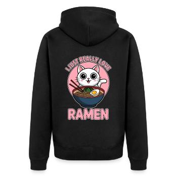 Ramen Cat Anime Drôle Kawaii Ramen Cadeau - Veste à capuche bio Premium Unisexe - noir - Dos - Nico (187cm)