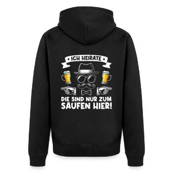 Der Bräutigam Lustiges Junggesellenabschied - Unisex Premium Bio Zip Hoodie - Schwarz - Hinten - Nico (187cm)