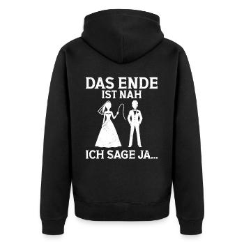 Der Bräutigam Lustiges Junggesellenabschied - Unisex Premium Bio Zip Hoodie - Schwarz - Hinten - Nico (187cm)