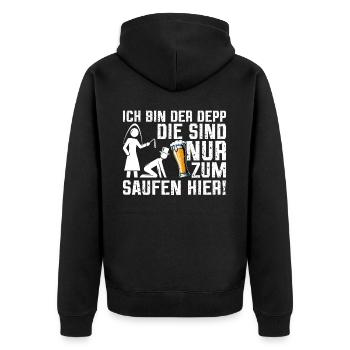 Der Bräutigam Lustiges Junggesellenabschied - Unisex Premium Bio Zip Hoodie - Schwarz - Hinten - Nico (187cm)