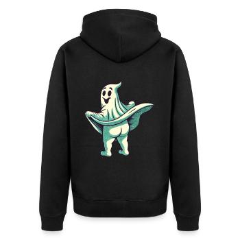 Drôle Halloween fantôme monstre sous drap - Veste à capuche bio Premium Unisexe - noir - Dos - Nico (187cm)