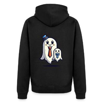 Papa Gespenst Vater Mit Sohn Lustiges Halloween - Unisex Premium Bio Zip Hoodie - Schwarz - Hinten - Nico (187cm)
