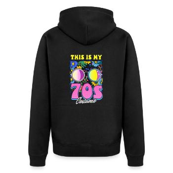 Das ist mein 70er Jahre Kostüm - Unisex Premium Bio Zip Hoodie - Schwarz - Hinten - Nico (187cm)