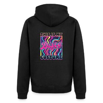 Das ist mein 70er Jahre Kostüm - Unisex Premium Bio Zip Hoodie - Schwarz - Hinten - Nico (187cm)