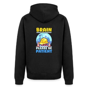 Depressionsbewusstseinsgehirn im Aufbau - Unisex Premium Bio Zip Hoodie - Schwarz - Hinten - Nico (187cm)