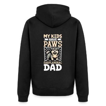 Šarplaninac Papa - Unisex Premium Bio Zip Hoodie - Schwarz - Hinten - Nico (187cm)
