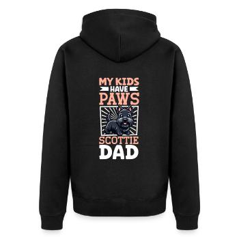 Scottish Terrier Papa - Unisex Premium Bio Zip Hoodie - Schwarz - Hinten - Nico (187cm)