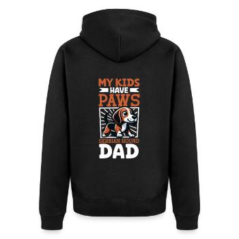 Serbischer Laufhund Papa - Unisex Premium Bio Zip Hoodie - Schwarz - Hinten - Nico (187cm)