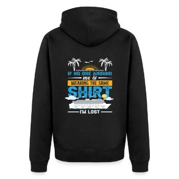 When no one around me wears the same shirt - Unisex Premium Organic Zip Hoodie - black - Back - Nico (187cm)