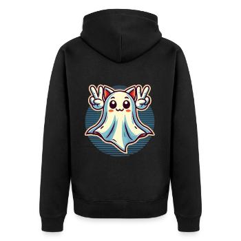 Katzenohren Gespenst Kemonomimi Girl Halloween - Unisex Premium Bio Zip Hoodie - Schwarz - Hinten - Nico (187cm)