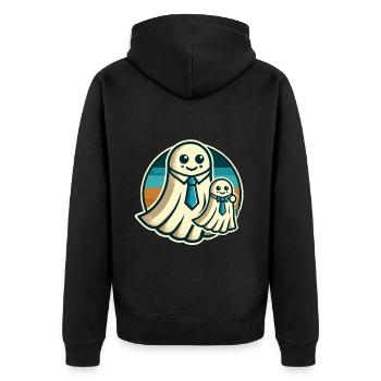 Papa Gespenst Vater Mit Sohn Lustiges Halloween - Unisex Premium Bio Zip Hoodie - Schwarz - Hinten - Nico (187cm)
