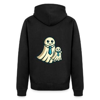 Dad Ghost Father with Child Funny Halloween - Unisex Premium Organic Zip Hoodie - black - Back - Nico (187cm)