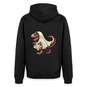 Cute Dinosaur Ghost Funny T-Rex - Unisex Premium Organic Zip Hoodie - black - Back - Nico (187cm)