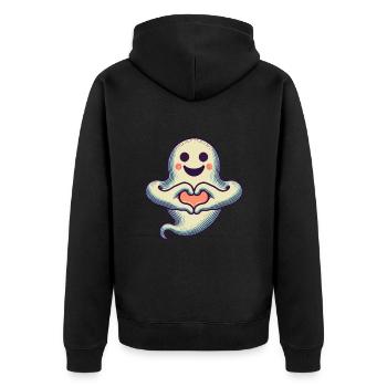 My Halloween Boo Cute Love Ghost - Unisex Premium Organic Zip Hoodie - black - Back - Nico (187cm)