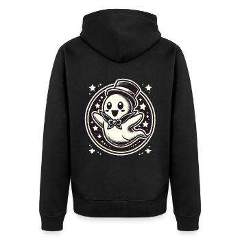 Funny Magician Ghost Cute Halloween - Unisex Premium Organic Zip Hoodie - black - Back - Nico (187cm)