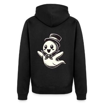 Funny Magician Ghost Cute Halloween - Unisex Premium Organic Zip Hoodie - black - Back - Nico (187cm)