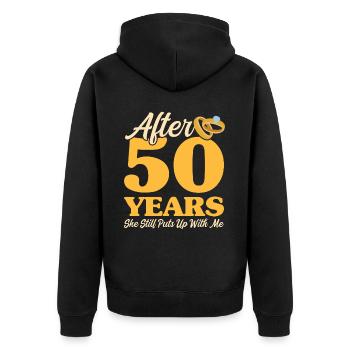 50. Hochzeitstag - Unisex Premium Bio Zip Hoodie - Schwarz - Hinten - Nico (187cm)