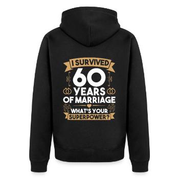 60e anniversaire de mariage - Veste à capuche bio Premium Unisexe - noir - Dos - Nico (187cm)
