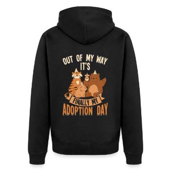 Endlich Mein Adoptions Tag - Aus Dem Weg - Unisex Premium Bio Zip Hoodie - Schwarz - Hinten - Nico (187cm)